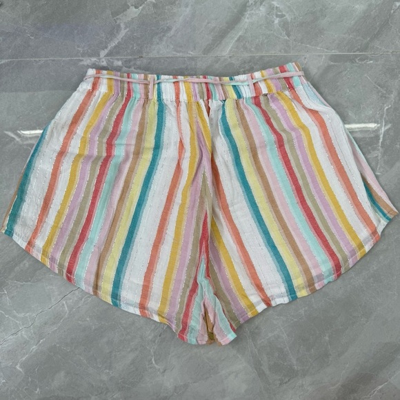Women’s TOBI I Want It Crop Top Bandeau And Shorts Rainbow Stripe Two Piece Set - Picture 8 of 16